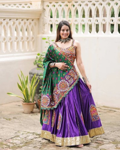Muslin Mirror Work Lehenga Choli